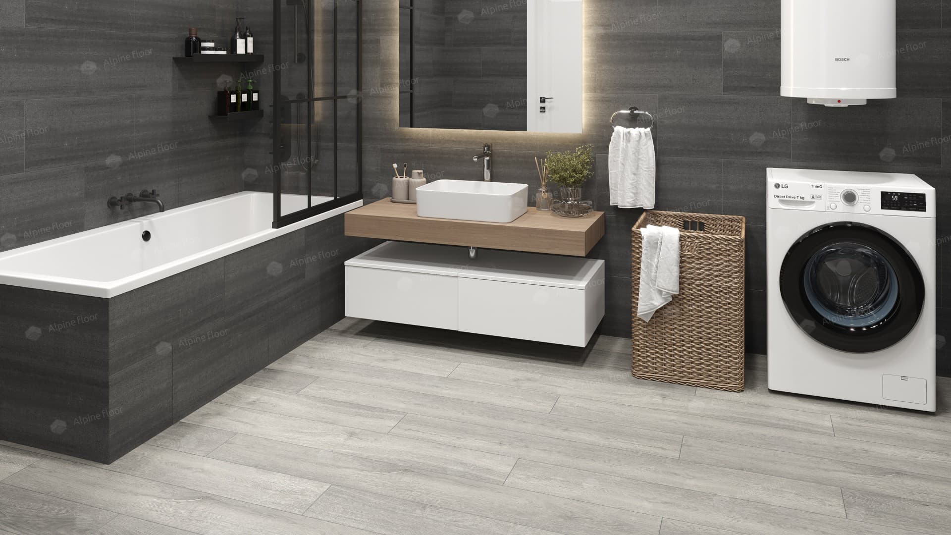 Напольная кварцвиниловая плитка Дуб платина ABA