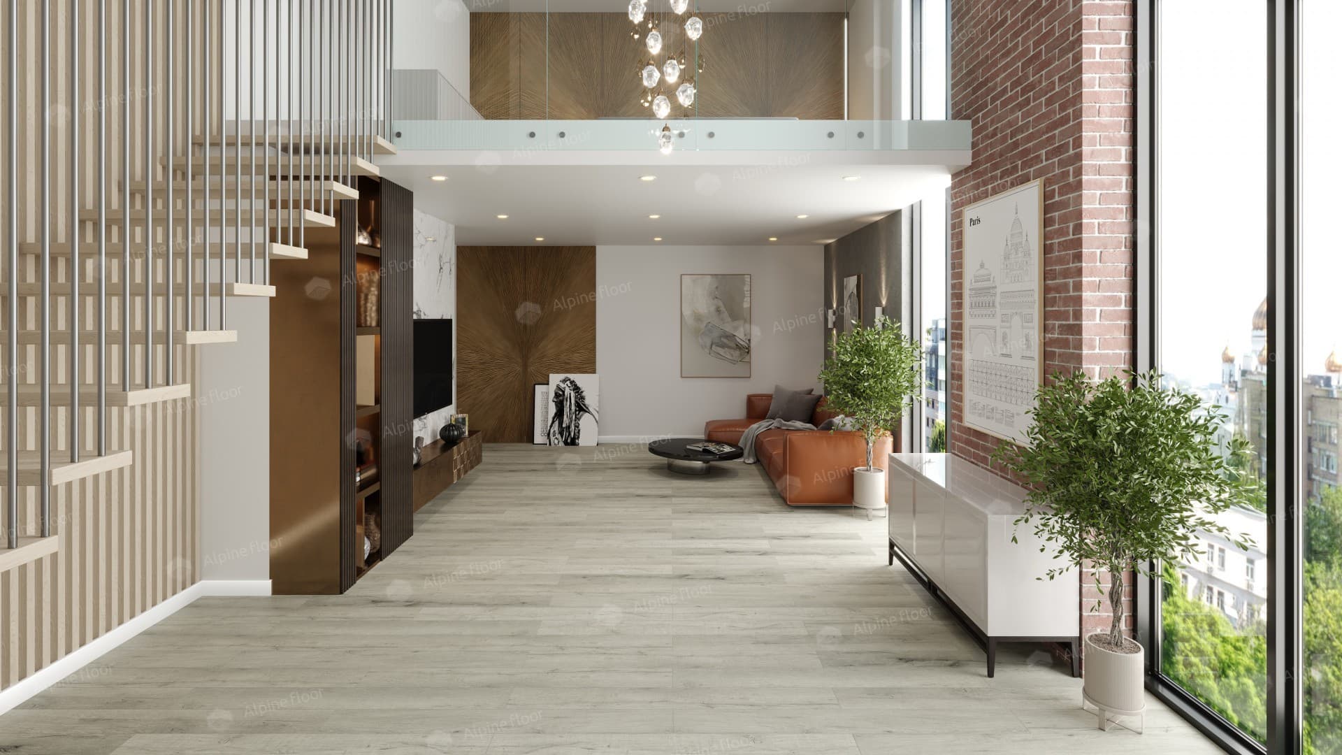 Напольная кварцвиниловая плитка Дуб серебряный ABA