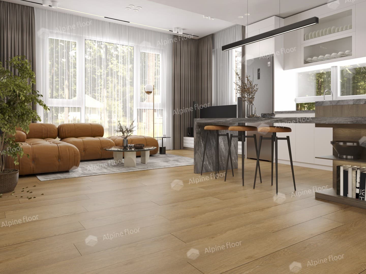 Напольная кварцвиниловая плитка Клен классический