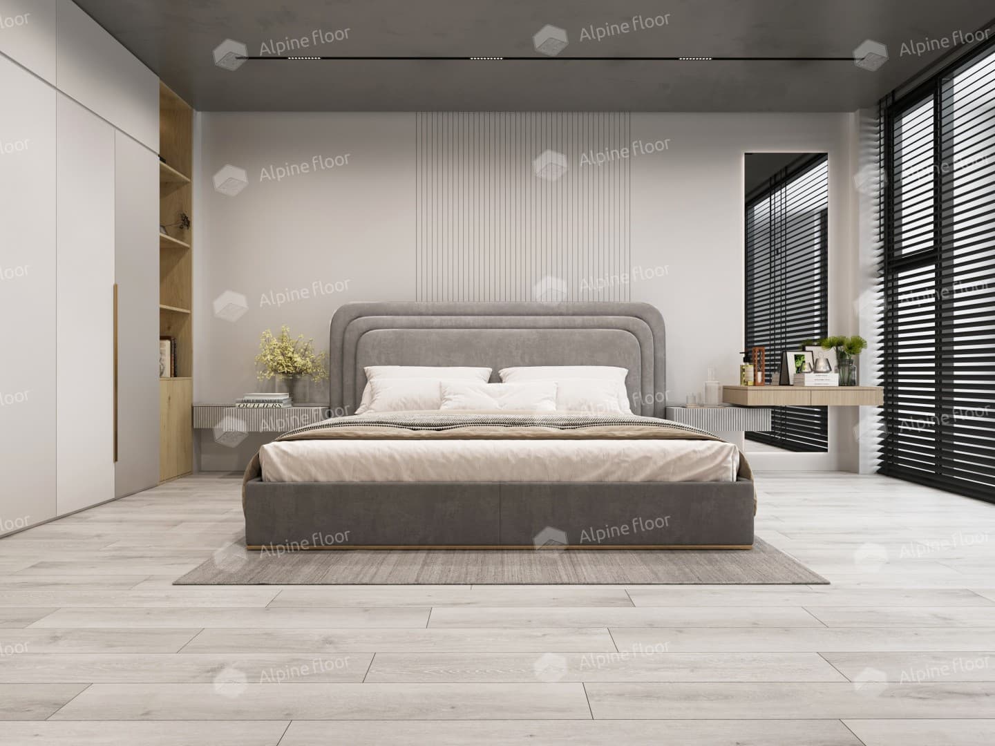 Напольная кварцвиниловая плитка Ясень Серый