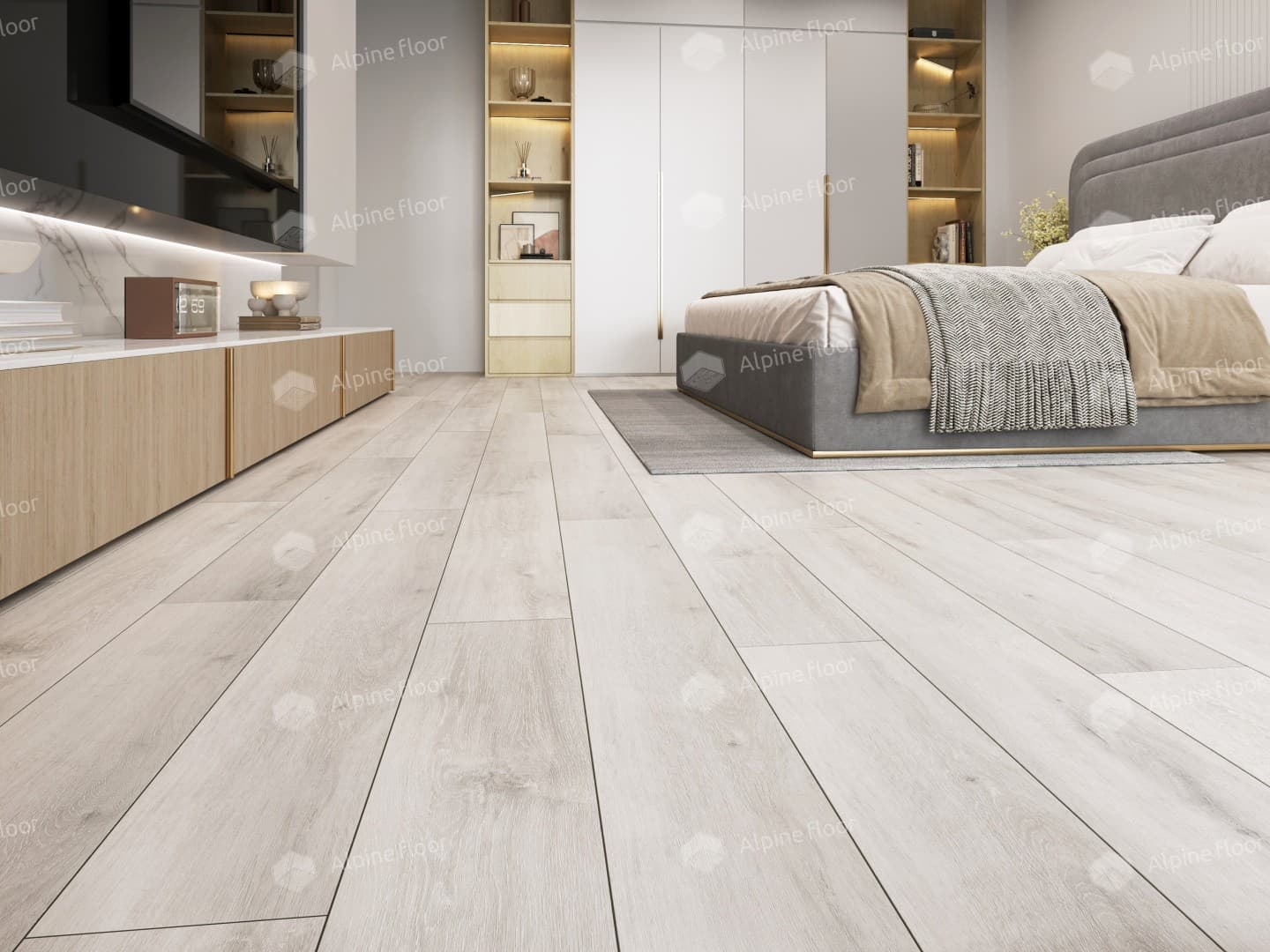 Напольная кварцвиниловая плитка Ясень Серый