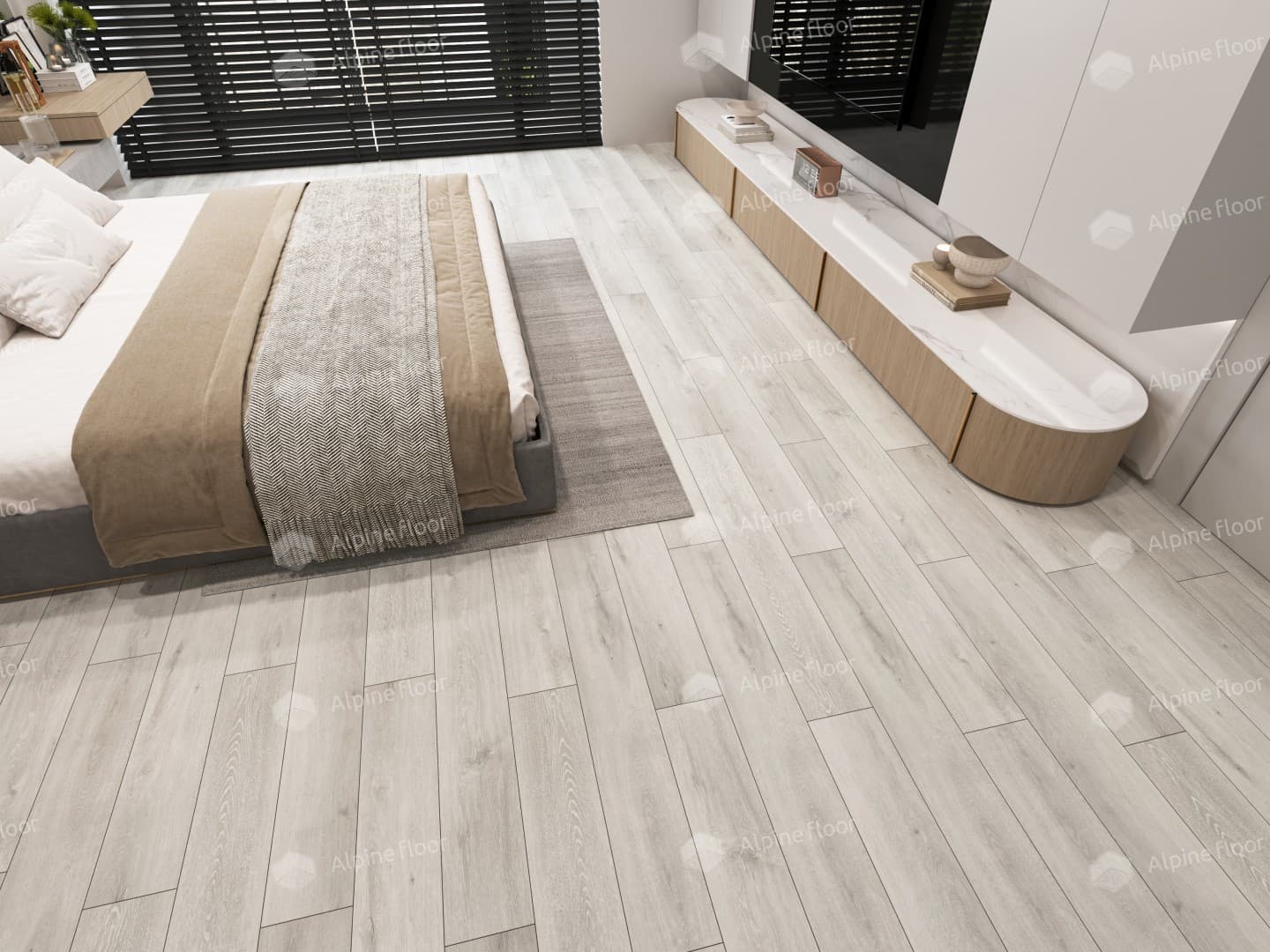 Напольная кварцвиниловая плитка Ясень Серый