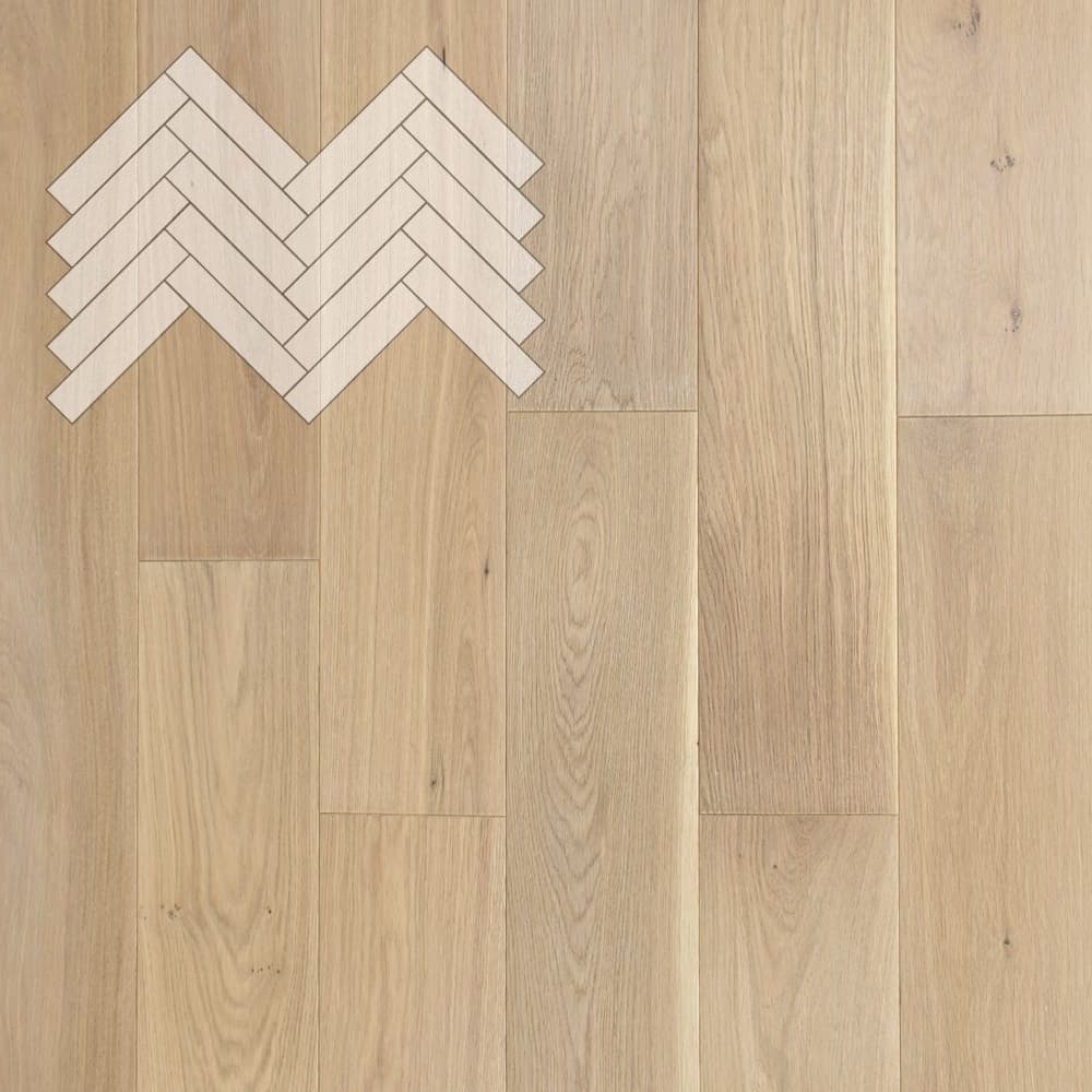 Паркет Елка Английская Lab Arte Angle Дуб Рустик Чегет белый лак 500х90х14/3