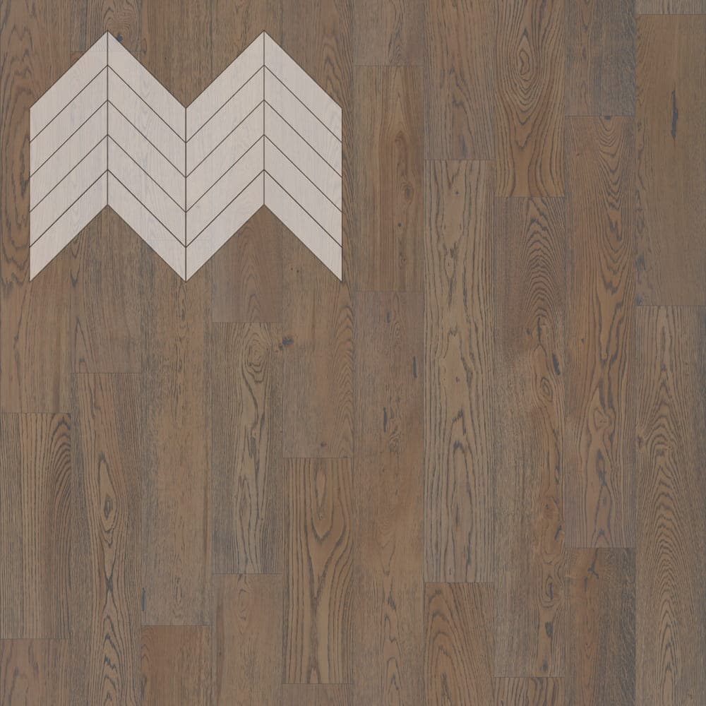 Паркет Елка Французская Lab Arte Chevron Дуб Натур Грис лак 600/490х110х14/3/45°