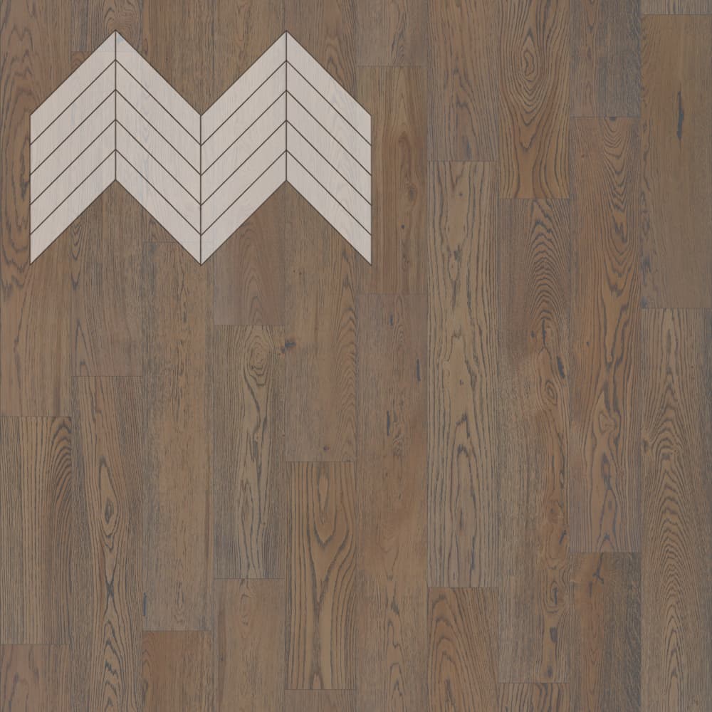 Паркет Елка Французская Lab Arte Chevron Дуб Натур Грис лак 600/510х90х14/3/45°