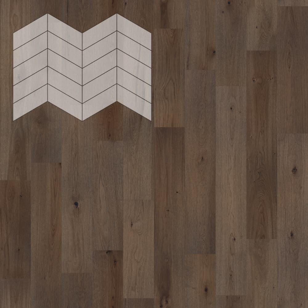 Паркет Елка Французская Lab Arte Chevron Дуб Натур Кайт лак 400/328х125х14/3/60°