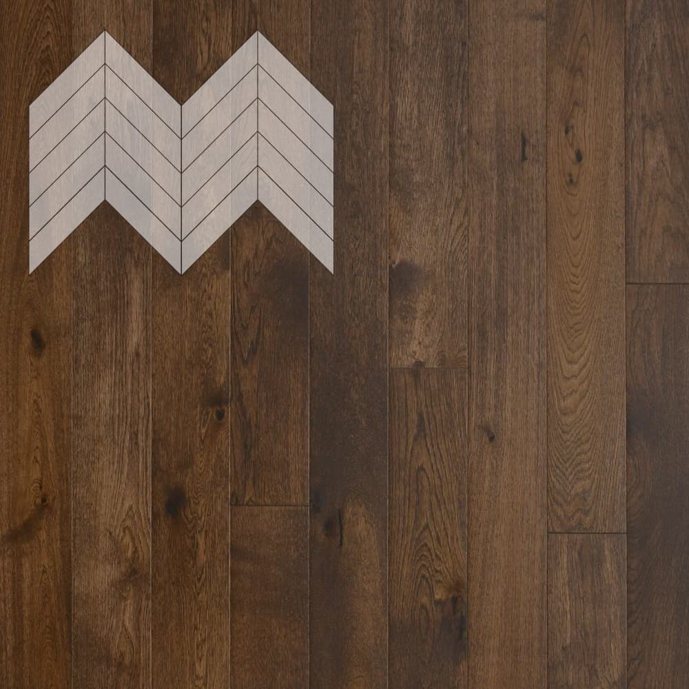 Паркет Елка Французская Lab Arte Chevron Дуб Натур Коньяк лак 600/490х110х14/3/45°