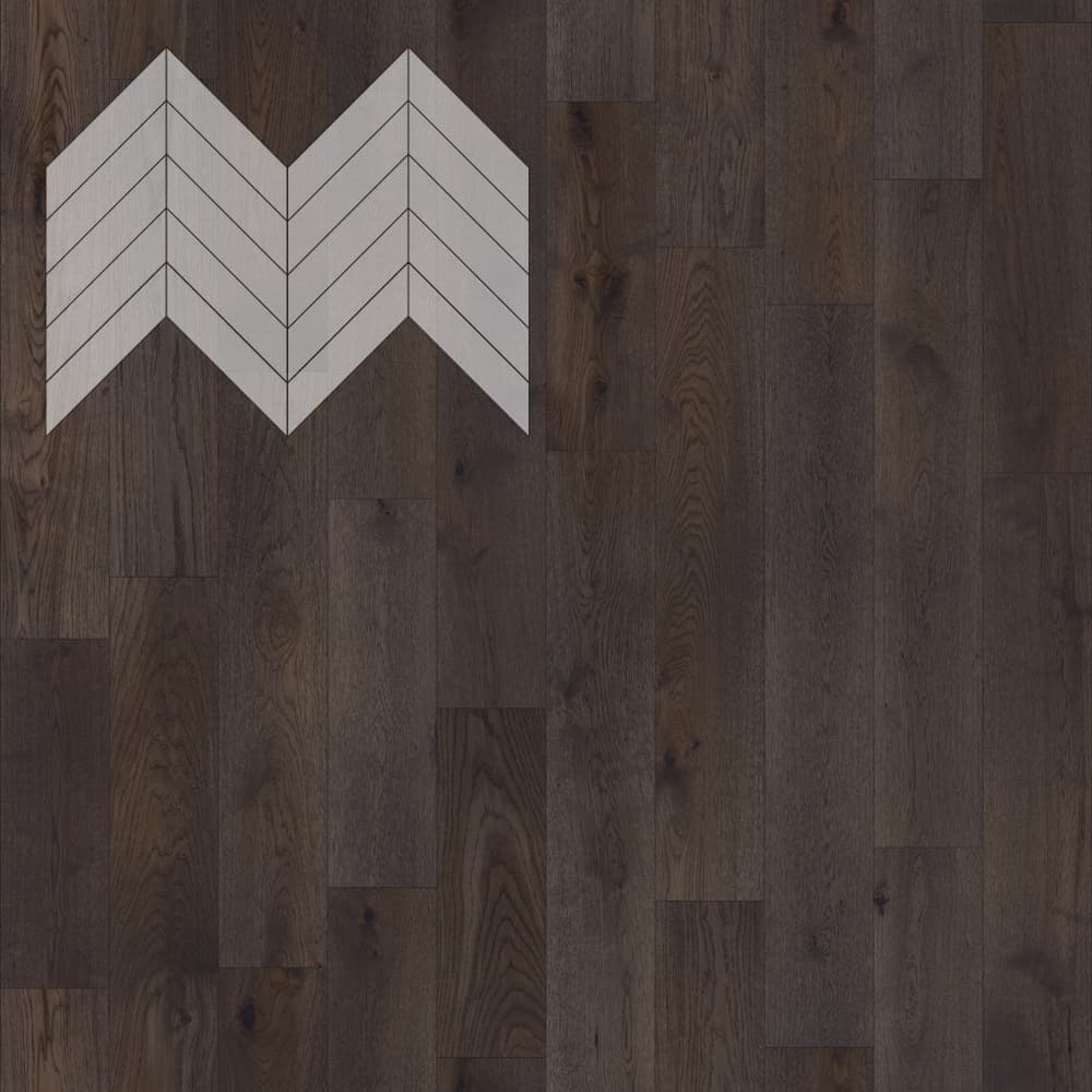 Паркет Елка Французская Lab Arte Chevron Дуб Рустик Грот лак 600/490х110х14/3/45°