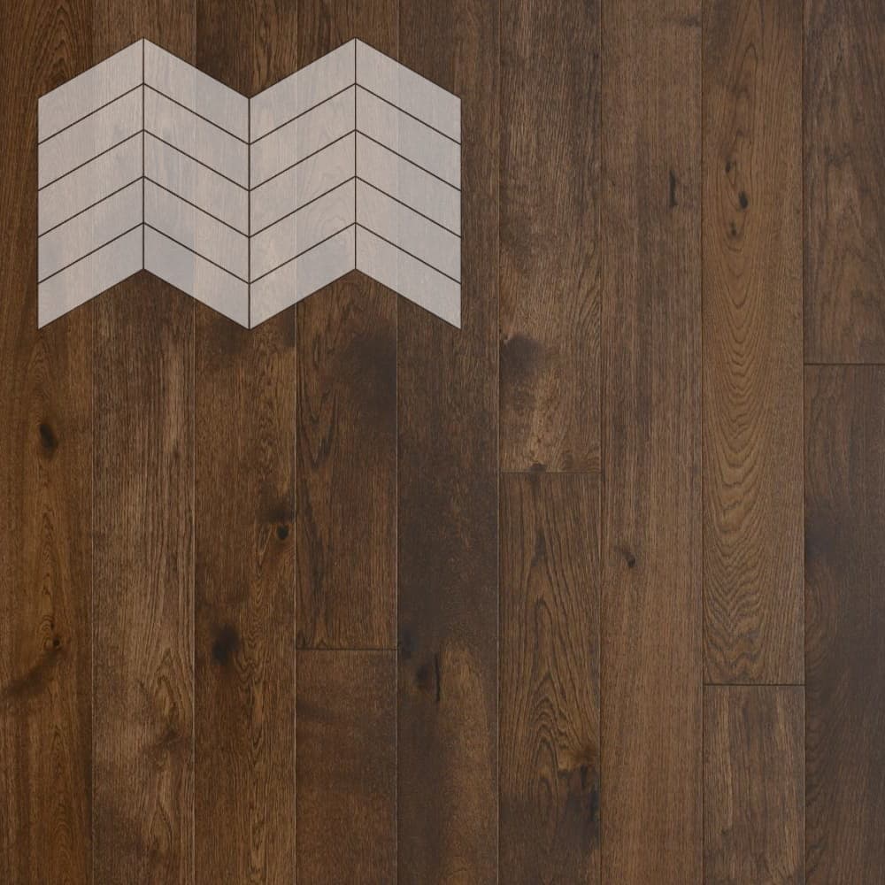 Паркет Елка Французская Lab Arte Chevron Дуб Рустик Коньяк лак 400/337х110х14/3/60°