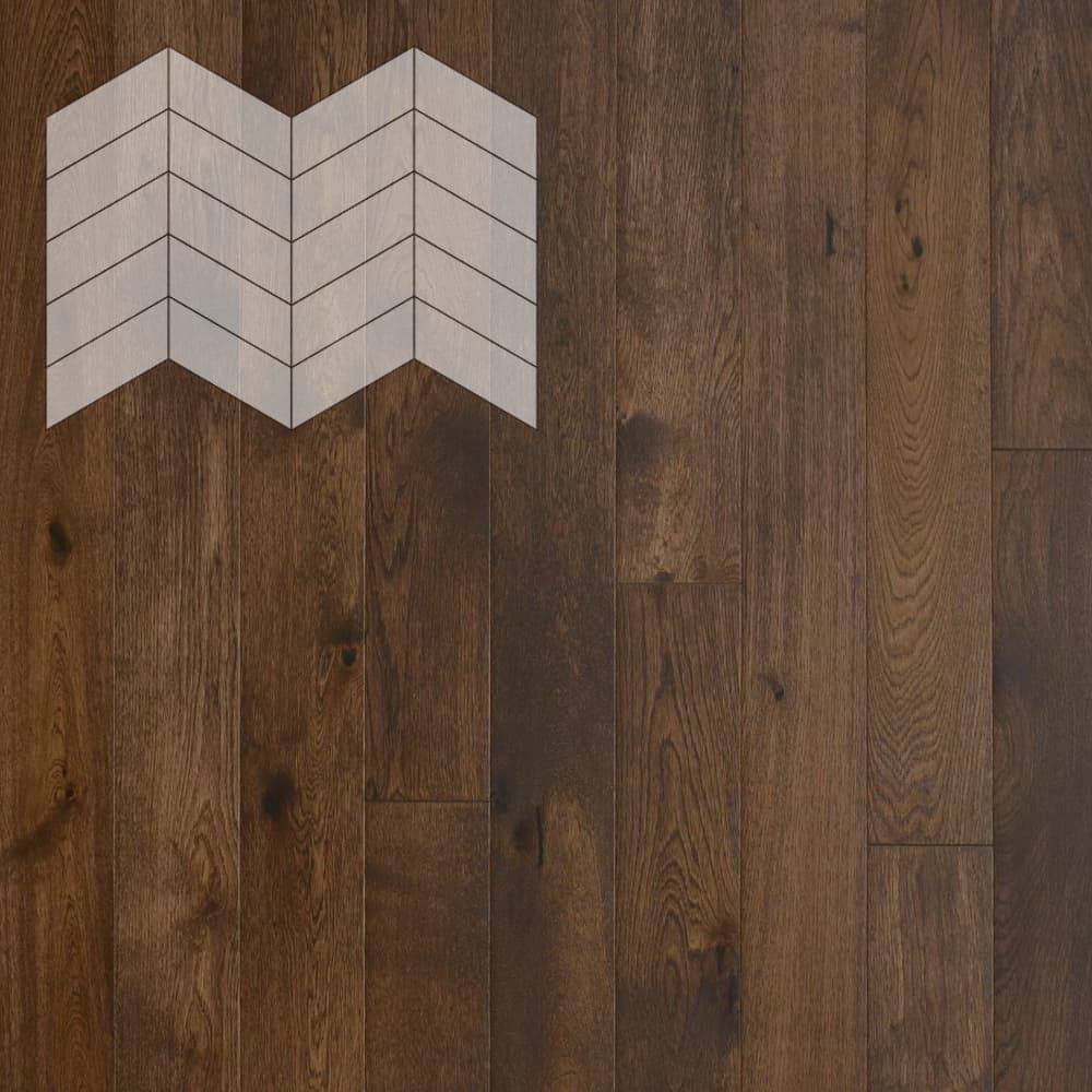 Паркет Елка Французская Lab Arte Chevron Дуб Селект Коньяк лак 600/490х110х14/3/45°