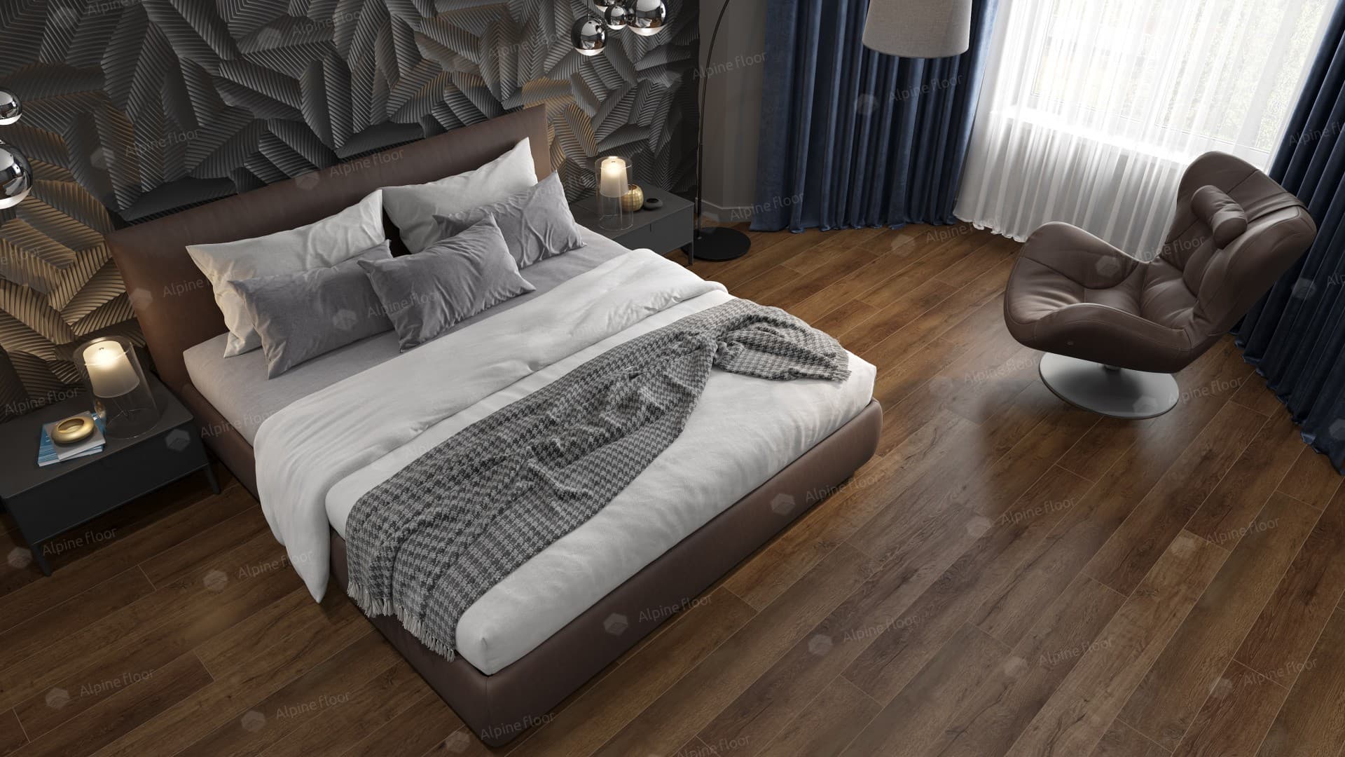 Напольная кварцвиниловая плитка Дуб шоколадный ABA